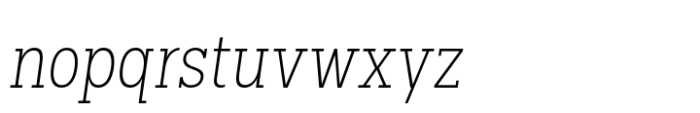 Palo Slab Condensed Xlight Oblique Font LOWERCASE