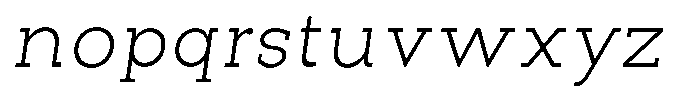 Pano Slab Thin Semi Expanded Italic Font LOWERCASE