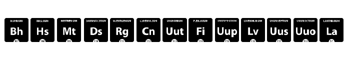 Periodic Table of Elements Font LOWERCASE