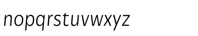 Performa Narrow Extra Light Italic Font LOWERCASE