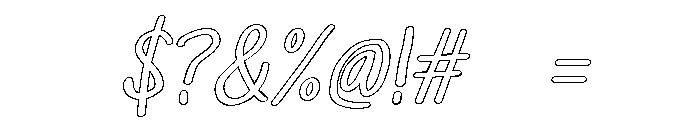 PG Kalewis Slanted Outline Font OTHER CHARS