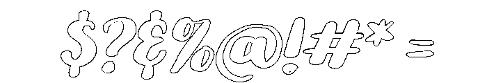 PG Mallowtine Slanted Outline Font OTHER CHARS