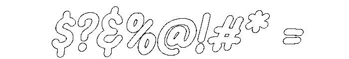 PG Mellowink Bold Slant Outline Font OTHER CHARS