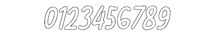 PG Mellowink Slanted Outline Font OTHER CHARS