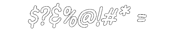 PG Mellowink Slanted Outline Font OTHER CHARS