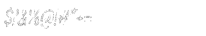 PG Grindless Thin Oblique Outline Font OTHER CHARS