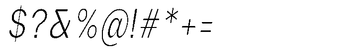 Phiano ExtLtExtraCondSlant Font OTHER CHARS