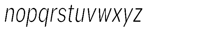 Phiano ExtLtExtraCondSlant Font LOWERCASE