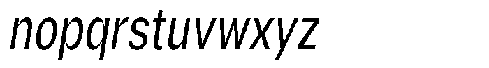 Phiano ExtraCondensedSlant Font LOWERCASE