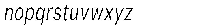 Phiano Gr ExtLtExtraCondSlant Font LOWERCASE