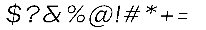 Phiano Gr ExtLtSemExpSlant Font OTHER CHARS