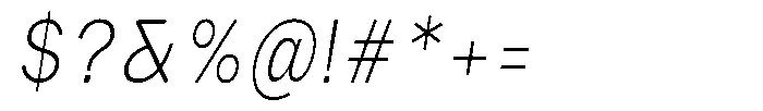 Phiano Gr ThinCondensedSlant Font OTHER CHARS