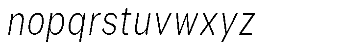 Phiano Gr ThinCondensedSlant Font LOWERCASE