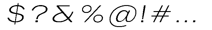 Phiano Gr ThinExtExpSlant Font OTHER CHARS