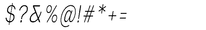 Phiano Gr ThinExtraCondSlant Font OTHER CHARS