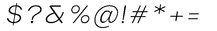 Phiano Gr ThinSemExpSlant Font OTHER CHARS