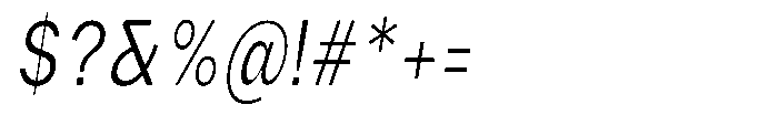 Phiano LightExtraCondSlant Font OTHER CHARS