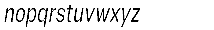 Phiano LightExtraCondSlant Font LOWERCASE