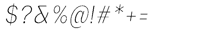 Phiano ThinCondensedSlant Font OTHER CHARS
