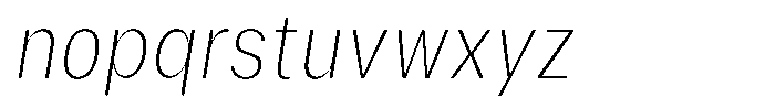 Phiano ThinCondensedSlant Font LOWERCASE