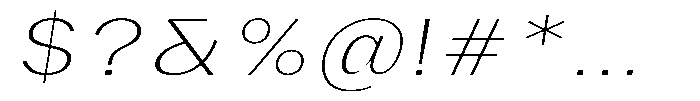 Phiano ThinExpandedSlant Font OTHER CHARS