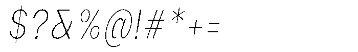 Phiano ThinExtraCondSlant Font OTHER CHARS