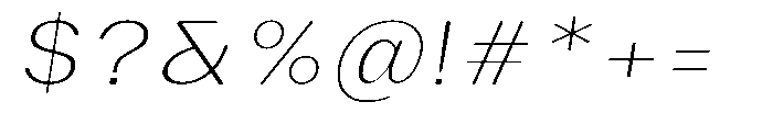 Phiano ThinSemiExpandedSlant Font OTHER CHARS