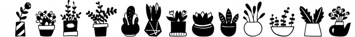 Plant Pot Doodles - Dingbats Font Font LOWERCASE