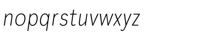 Plasto Extra Light Condensed Italic Font LOWERCASE