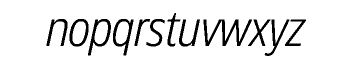 Plang CondensedExtraLightItalic Instance Font LOWERCASE