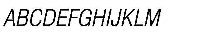 Pragmatica Next Condensed Light Slanted Font UPPERCASE