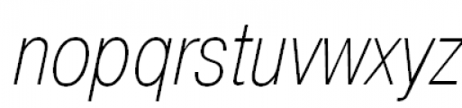 Pragmatica Condensed Extra Light Oblique Font LOWERCASE