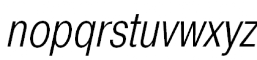 Pragmatica Condensed Light Oblique Font LOWERCASE