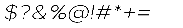 Quenova Thin Semi Expanded Italic Font OTHER CHARS