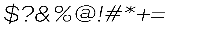 Radianz Extra Light Wide Italic Font OTHER CHARS