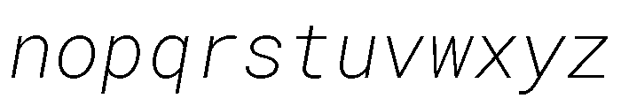 Roboto Mono ExtraLight Italic Font LOWERCASE
