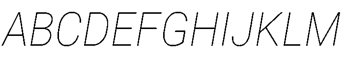 Roboto SemiCondensed Thin Italic Font UPPERCASE