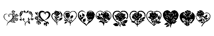 Romantic Rose Hearts Font UPPERCASE
