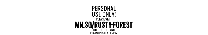 Rusty Forest PERSONAL USE Regular Font OTHER CHARS