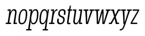 Rude Slab Extra Condensed Thin Italic Font LOWERCASE