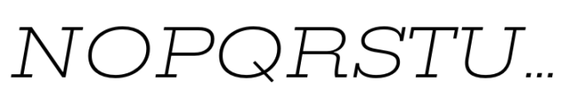 Rules Slab Extended Ultra Light Italic Font UPPERCASE