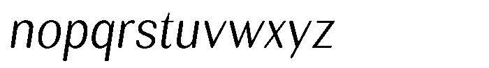 Rundale Round Light Sem Condensed Italic Font LOWERCASE