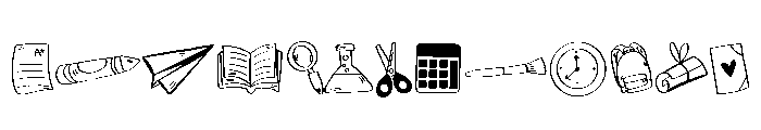 School Icon Set Font UPPERCASE