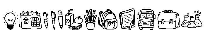 School supplies Doodle Font OTHER CHARS