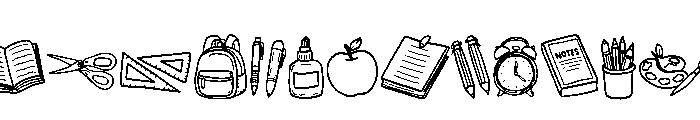 School supplies Doodle Font UPPERCASE