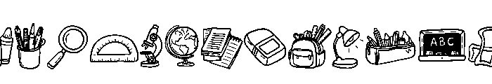 School supplies Doodle Font UPPERCASE