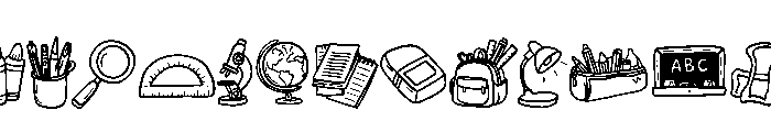 School supplies Doodle Font LOWERCASE