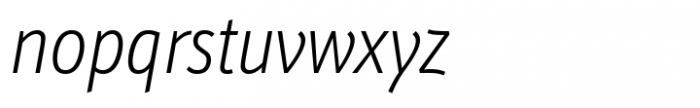 Schnebel Sans ME Compressed Thin Italic Font LOWERCASE