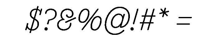 Scenery ThinItalic Font OTHER CHARS