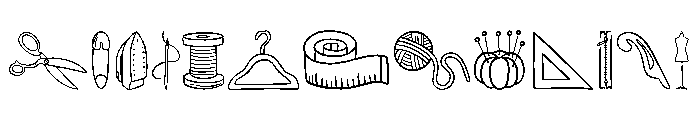 Sewing Tools Doodle Set Font UPPERCASE